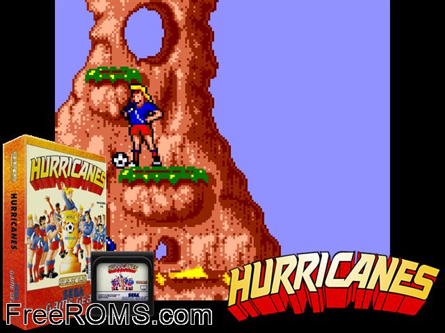Hurricanes Game Gear game showing 3D box cover and gameplay screenshot